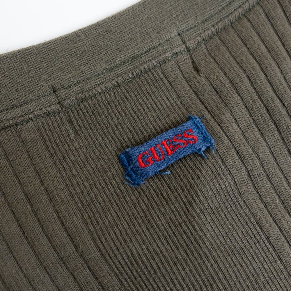 Vintage Guess Thermal Henley XL Army Green Union Made Workwear - Picture 10 of 14